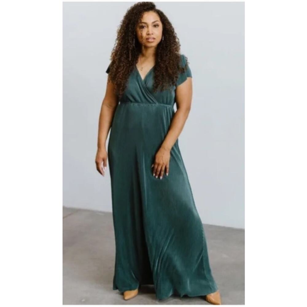 Baltic Born Athena Pleated Maxi Dress Blue Lagoon Teal Large